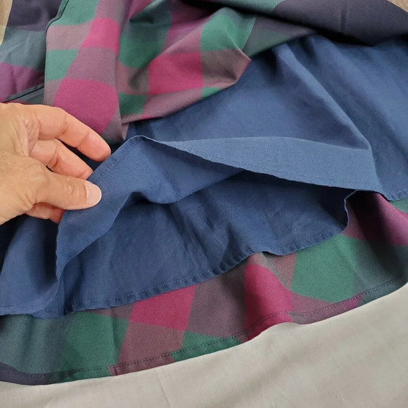 Modcloth Definitively Darling Fit and Flare Dress Womens 14 Blue Plaid Retro Fab - Picture 4 of 16